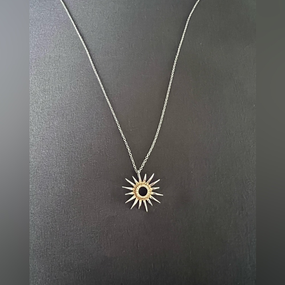 Sunburst Pendant Necklace in Silver and Gold